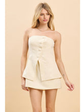 Load image into Gallery viewer, Ivory Strapless Button Mini Dress
