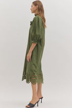Load image into Gallery viewer, Olive Scallop Hem Midi Dress
