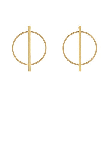 Gold Circle & Bar Earrings