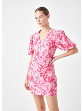 Load image into Gallery viewer, Red &amp; Pink Floral Puff Sleeve Dress
