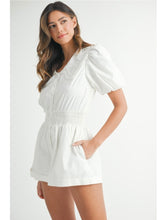 Load image into Gallery viewer, White Embroidered Collared Romper

