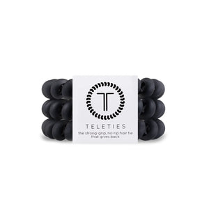 Teleties Matte Black Spiral Hair Ties (Large)