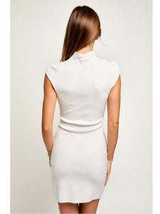 Ivory Mock Neck Sleeveless Dress