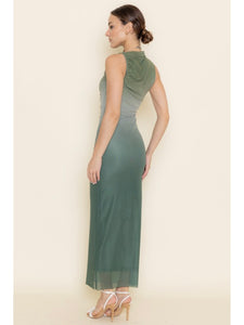 (PREORDER) Green Ombré Chic Mesh Maxi Dress