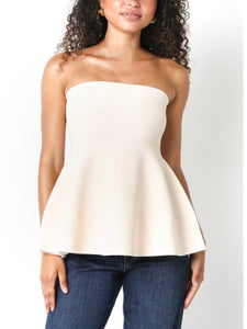 Ecru Judy Strapless Sweater Top