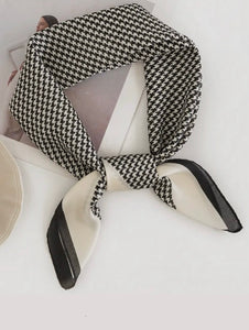 Black & Ivory Houndstooth Square Scarf