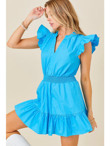 Azure Ruffle Sleeve Dress