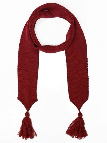 Crimson Tassel Knot Skinny Scarf