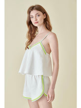 Load image into Gallery viewer, White Color Trim Linen Blend Shorts
