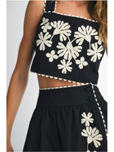 Load image into Gallery viewer, Black Embroidered Top &amp; Midi Skirt Set
