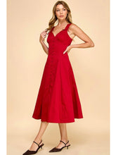 Load image into Gallery viewer, Deep Red Button Front Midi Dress
