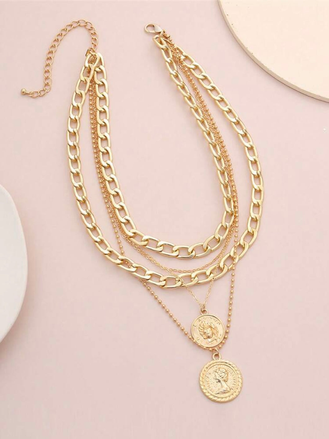 Gold Multi Strand Coin Necklace