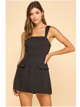 Load image into Gallery viewer, Black Square Neck Flap Pocket Dress
