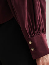 Load image into Gallery viewer, Wine Gathered Button Down Top

