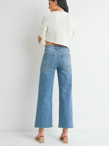 Medium Wash Slim Wide Leg Denim