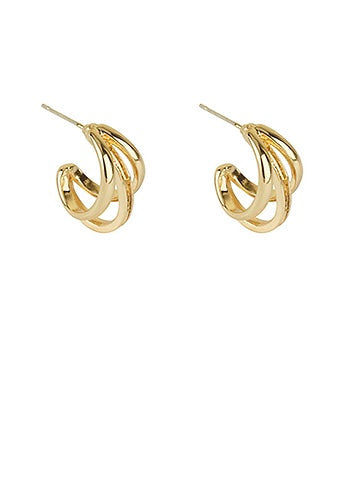 Gold 3 Layered Hoops