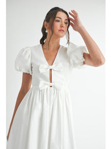 (PREORDER) White Bow Midi Dress