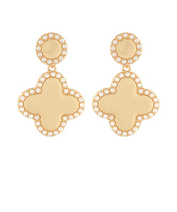 Gold Pave Clover Earrings