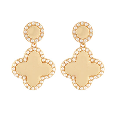 Gold Pave Clover Earrings