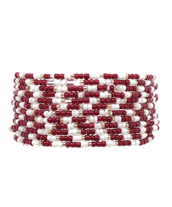 Crimson & White Seed Bead Bracelets