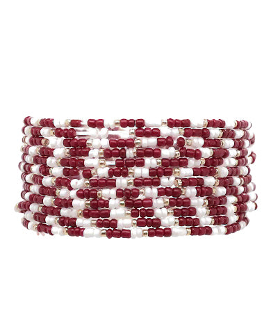 Crimson & White Seed Bead Bracelets