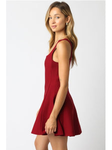 Crimson Fit & Flare Dress