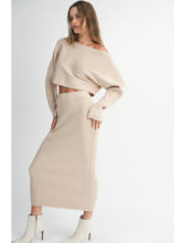 Load image into Gallery viewer, Taupe Crop Knit Top &amp; Midi Skirt Set
