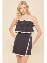 Load image into Gallery viewer, Black &amp; White Ruffle Top Romper
