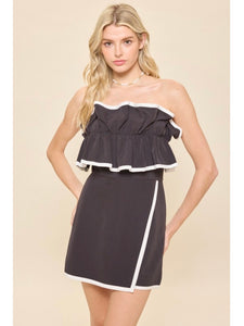 Black & White Ruffle Top Romper