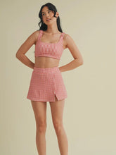 Load image into Gallery viewer, Red Gingham Ruched Bra Top
