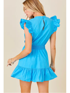 Azure Ruffle Sleeve Dress
