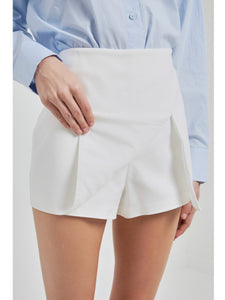 White Side Slit Skort