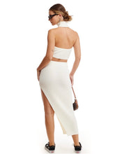 Load image into Gallery viewer, Ivory Ribbed Halter Top
