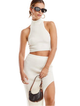 Load image into Gallery viewer, Ivory Ribbed Halter Top
