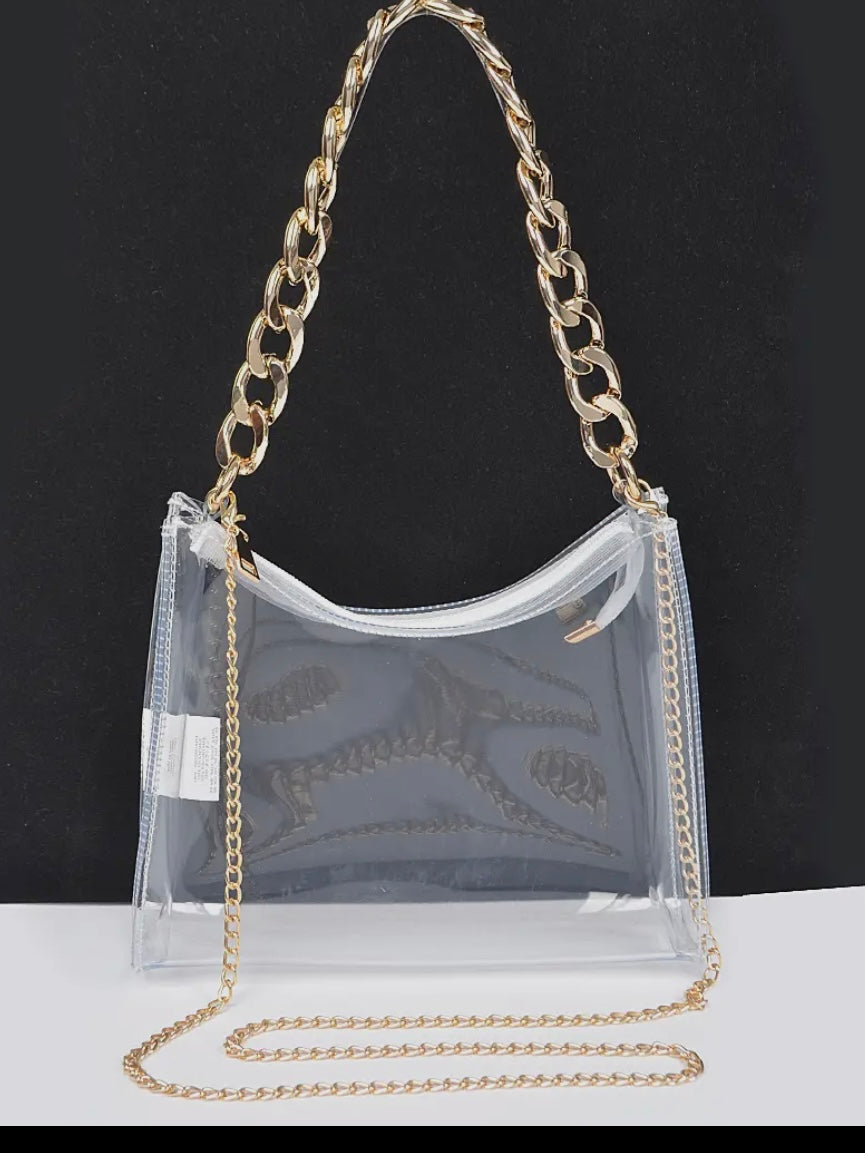 Clear Gold Chain Bag