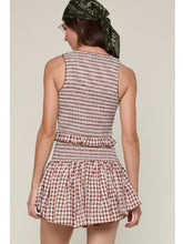 Load image into Gallery viewer, Cocoa Gingham Top &amp; Skort Set

