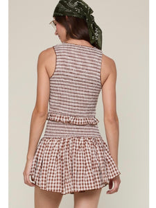 Cocoa Gingham Top & Skort Set