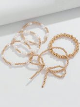 Load image into Gallery viewer, Gold Pearl Bow Bracelet Set
