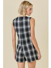 Load image into Gallery viewer, Black &amp; White Tweed Romper
