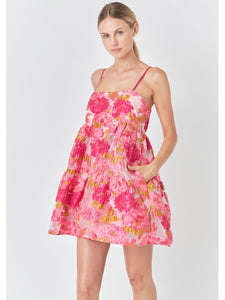 Pink Floral Organza Dress