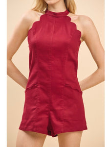Crimson Scalloped Romper