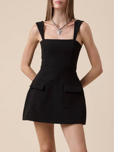 Black Square Neck Mini Dress