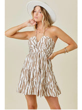 Load image into Gallery viewer, Ivory &amp; Mocha Zebra Halter Dress
