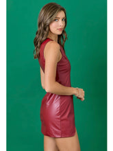 Load image into Gallery viewer, Crimson Faux Leather Puzzle Dress
