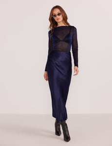 MinkPink Midnight Lumina Bias Slip Skirt