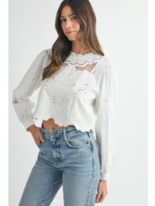 (PREORDER) White Embroidered Top