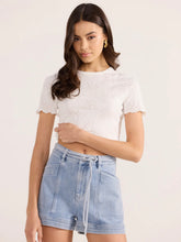 Load image into Gallery viewer, MinkPink White Bowie Pointelle Knit Top
