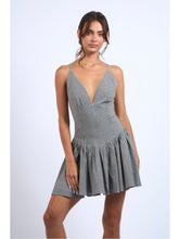 Load image into Gallery viewer, Black Gingham Drop Waist Mini Dress
