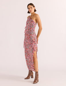 MinkPink Amelia Floral Ruffle Maxi Dress