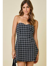 Load image into Gallery viewer, Black Tweed Strapless Dress

